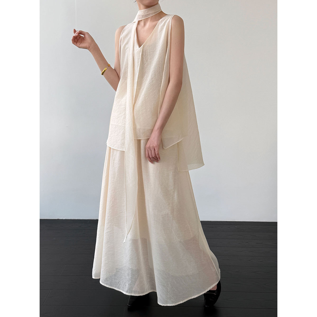 Wide Leg Palazzo Pants - 2026 Women Lace-Up V-Neck Sleeveless Blouses