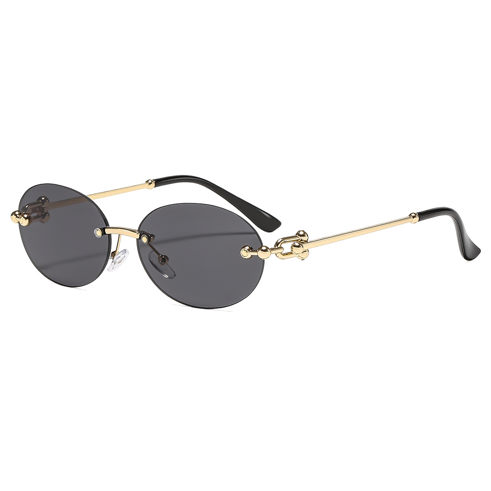 Women'S Fashion Eyeglasses - New Metal Frameless Oval Woman Sunglasses