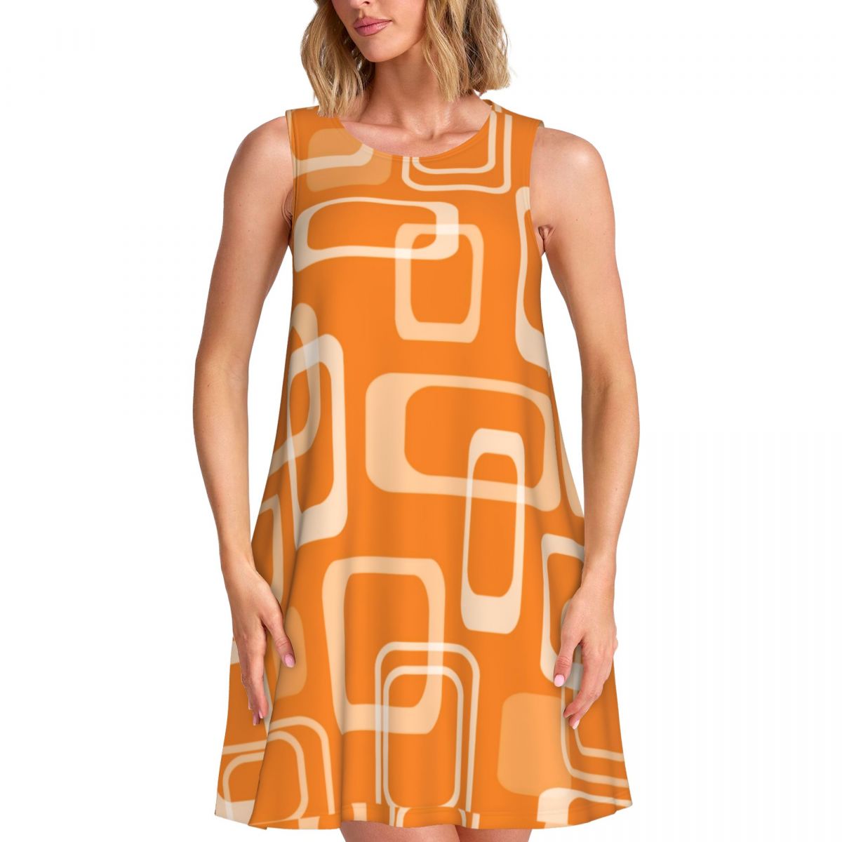 Women'S Fashion In The 60S - Orange Retro Mod Dress 60s Square