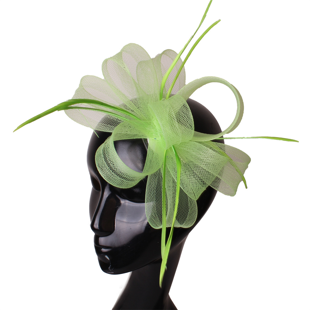 Women'S Fashion Kentucky Derby - Feathers Ribbon Fascinator Hats Vintage Mesh