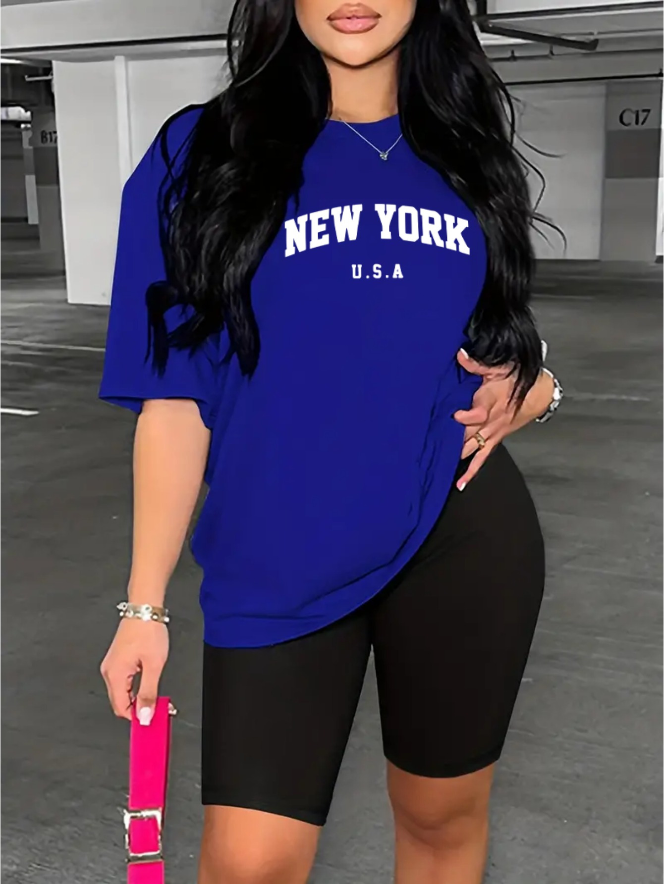 Women'S Fashion York - New York Usa Printing Tshirt Set