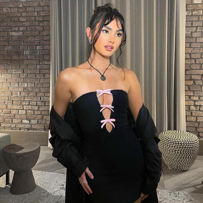 Elegant Bow Backless Sleeveles - огляд і ціна Bodycon Dress Women