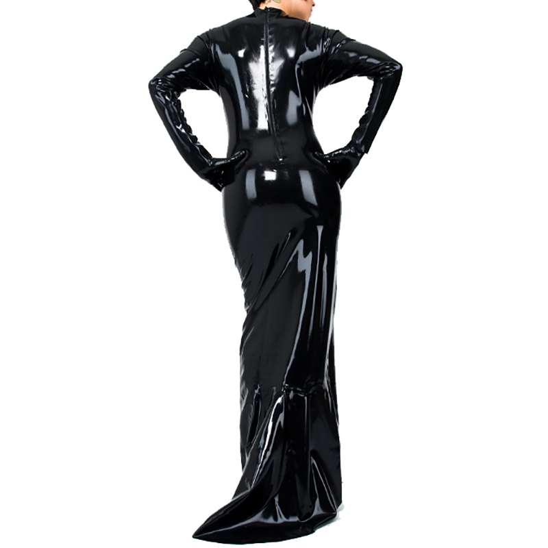 Black Long Sleeves Sexy Latex  - огляд і ціна Bodycon Dress Women