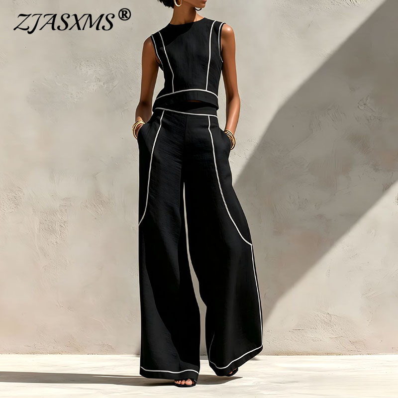 Vintage Striped Print Two Piec - огляд і ціна Wide Leg Palazzo Pants