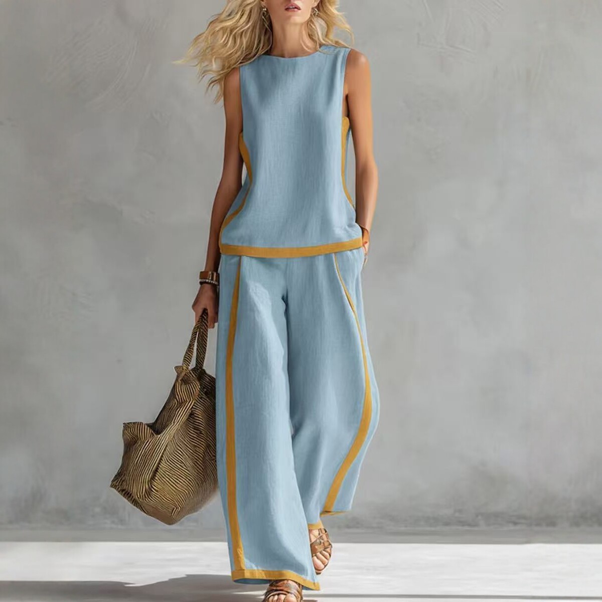 Simple Stripe Print Women's Su - огляд і ціна Wide Leg Palazzo Pants