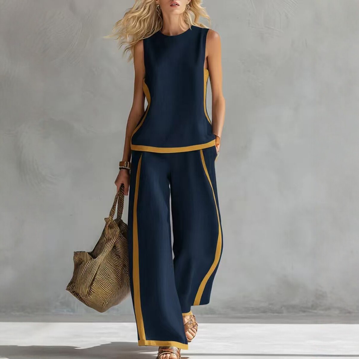 Simple Stripe Print Women's Su - огляд і ціна Wide Leg Palazzo Pants