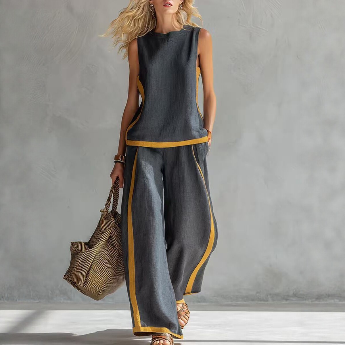 Simple Stripe Print Women's Su - огляд і ціна Wide Leg Palazzo Pants