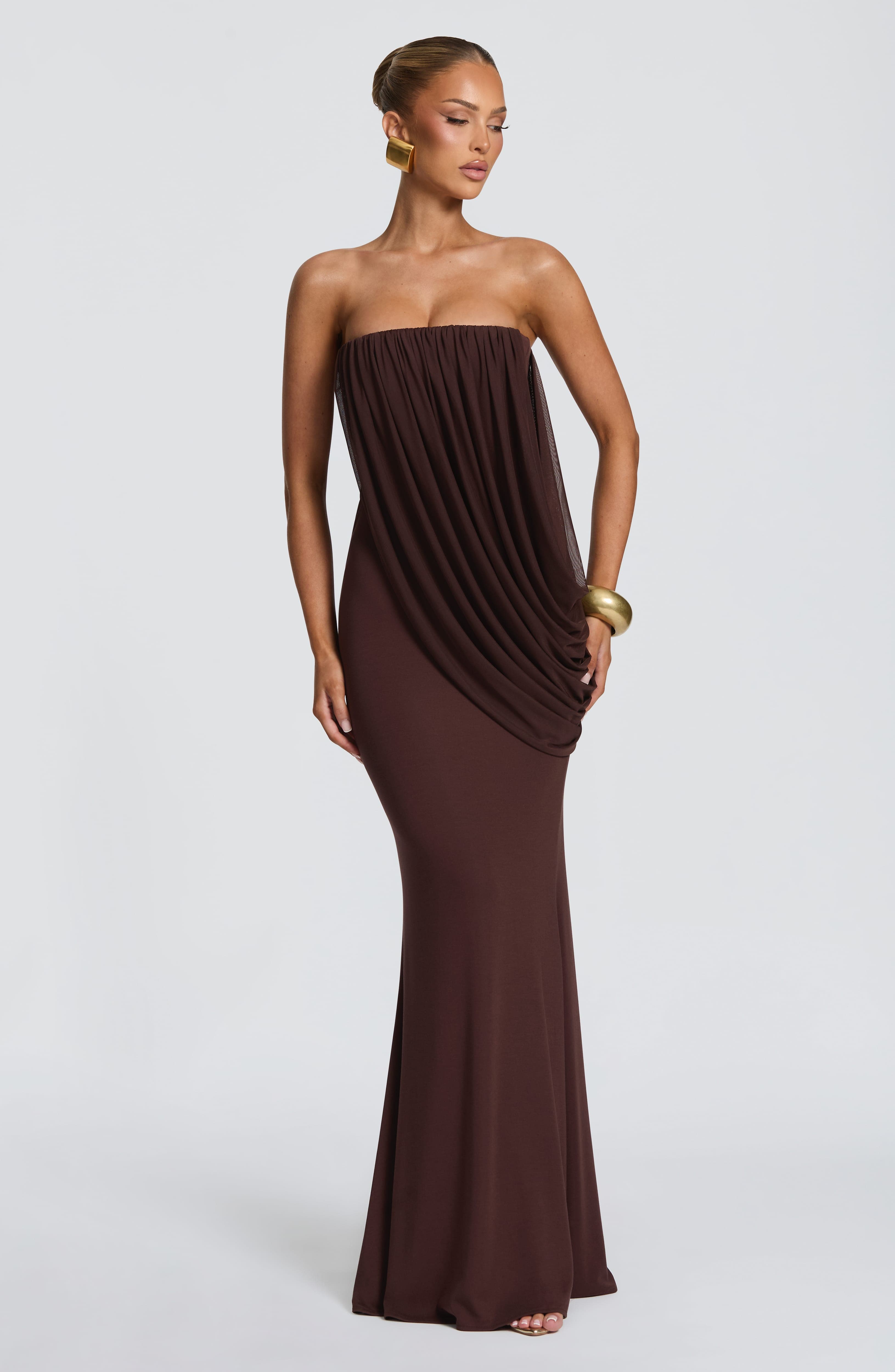 Strapless Draped Mermaid Maxi  - огляд і ціна Bodycon Dress Women