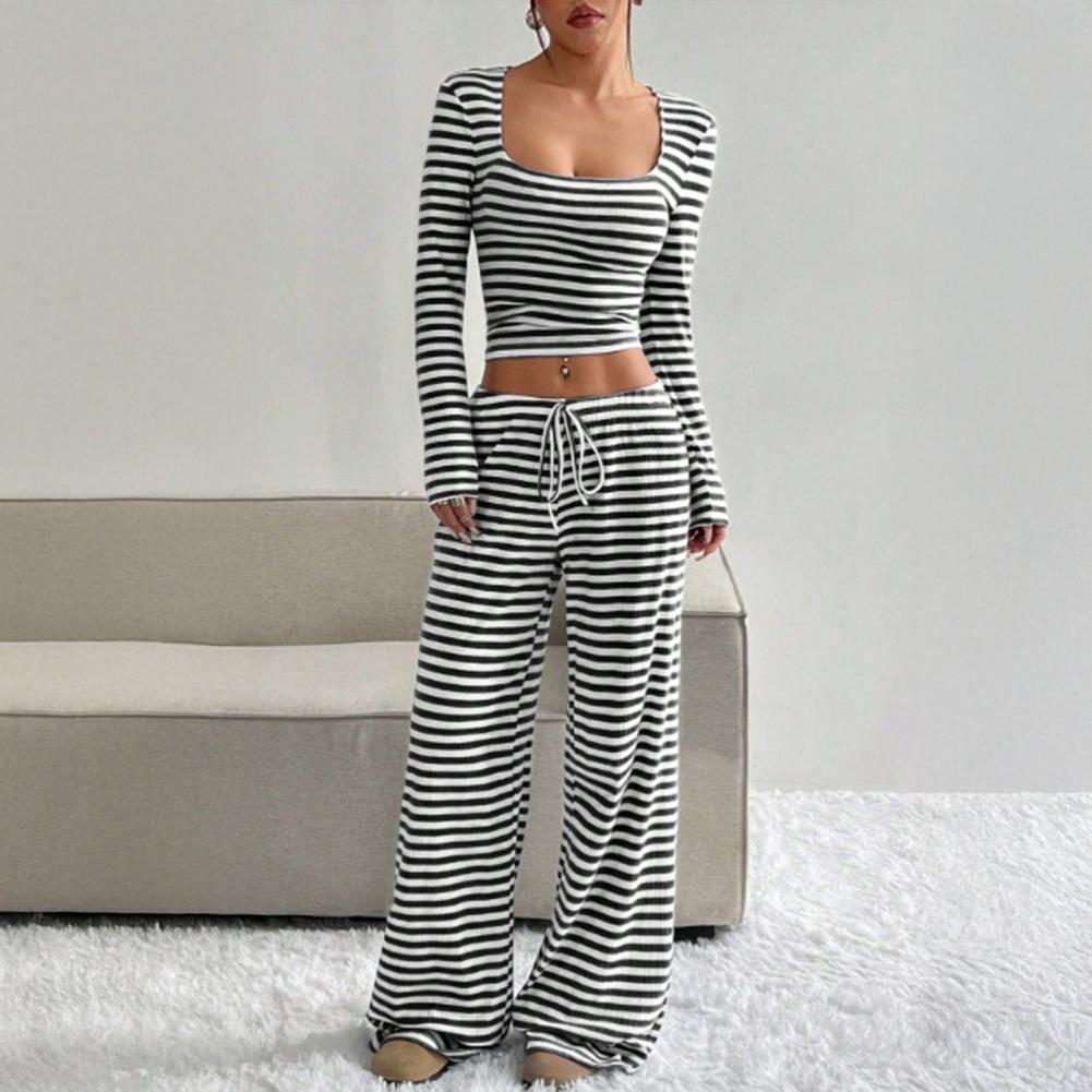 Women's Striped 2 Piece Outfit - огляд і ціна Wide Leg Palazzo Pants