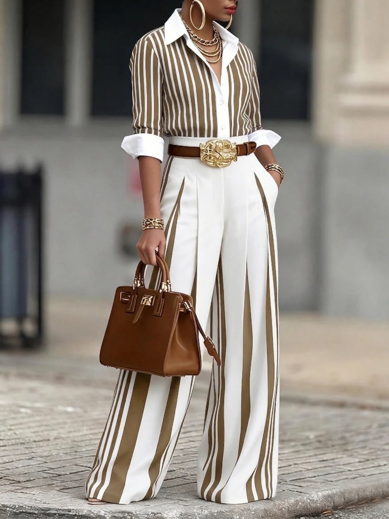 Women Fashion 2-Piece Set Stri - огляд і ціна Wide Leg Palazzo Pants
