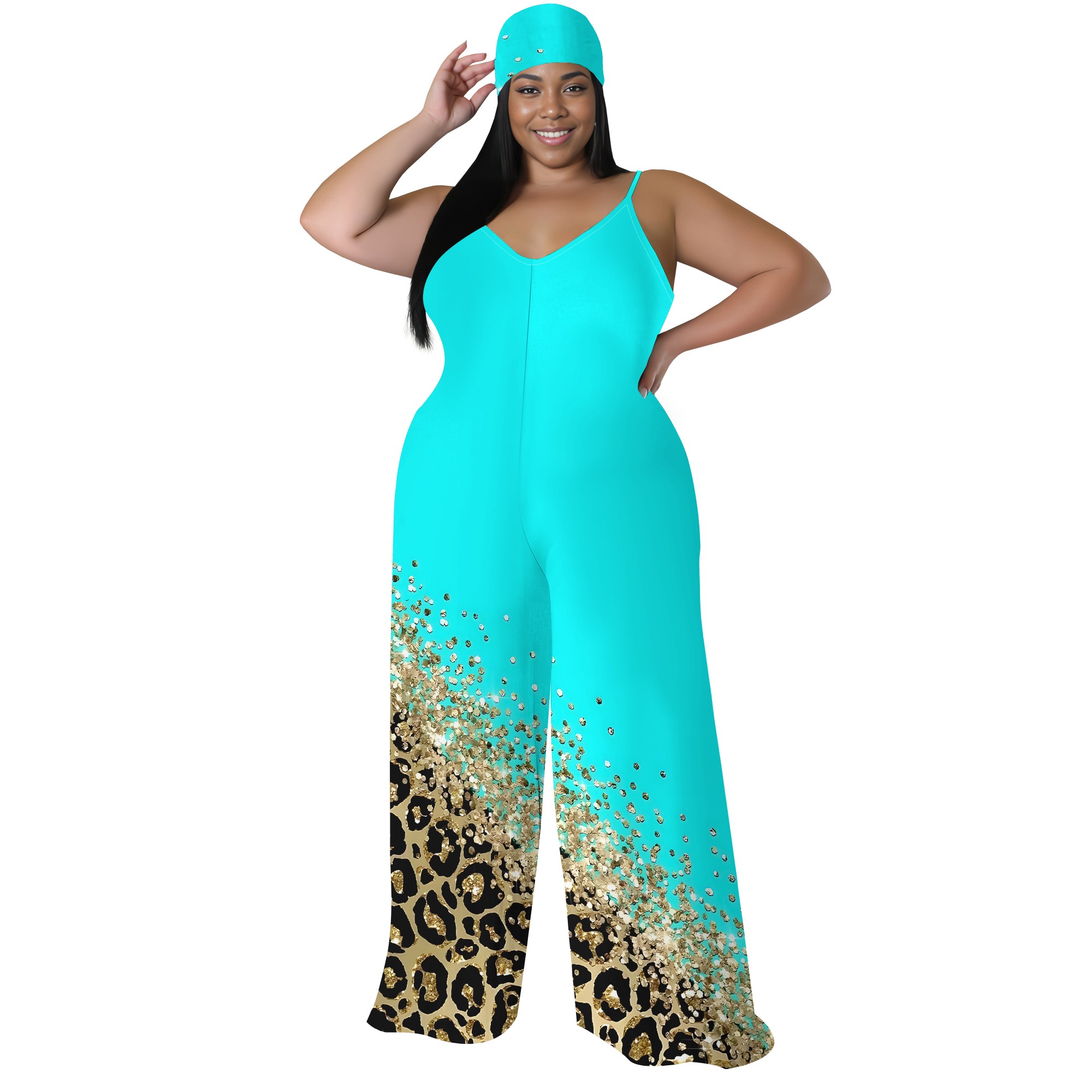 Plus Size Printed Jumpsuit - S - огляд і ціна Wide Leg Palazzo Pants