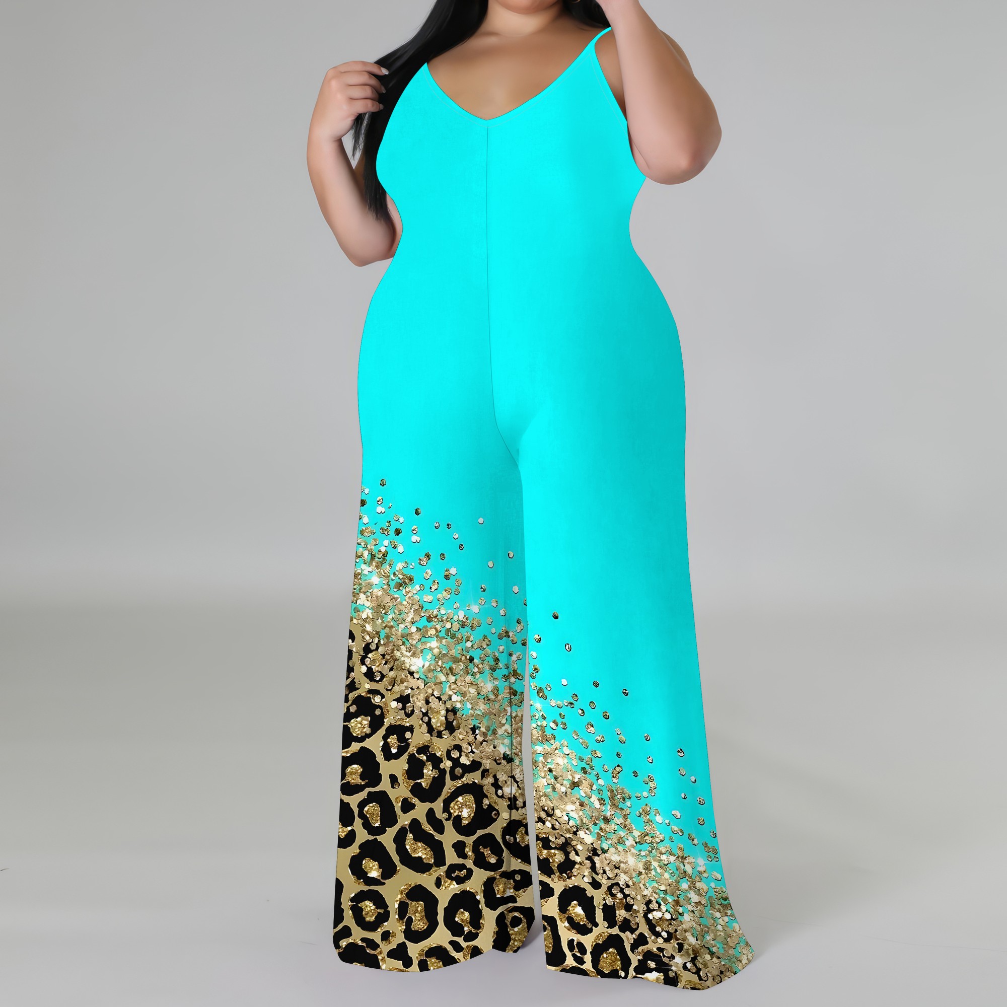 Plus Size Printed Jumpsuit - S - огляд і ціна Wide Leg Palazzo Pants