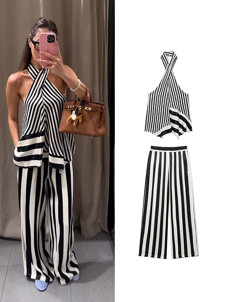 TFMLN 2026 Women's Stripe Halt - огляд і ціна Wide Leg Palazzo Pants