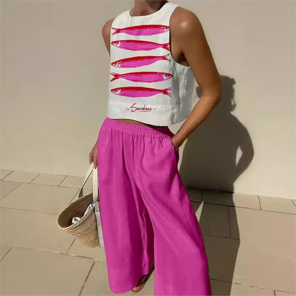 Bohemian Casual Vest And Long  - огляд і ціна Wide Leg Palazzo Pants