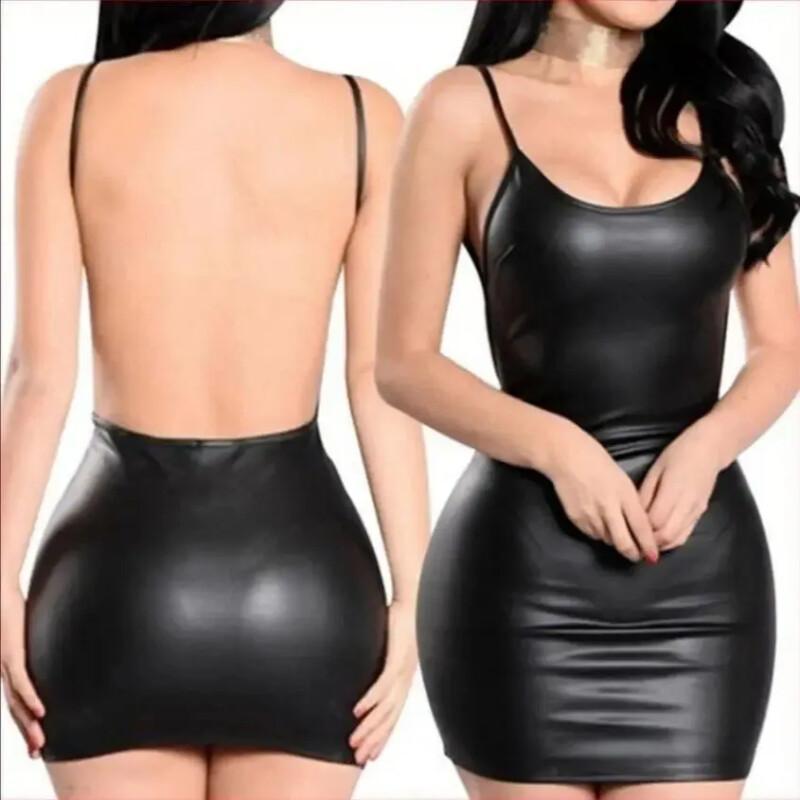 Hot Sell Plus Size Black Faux  - огляд і ціна Bodycon Dress Women